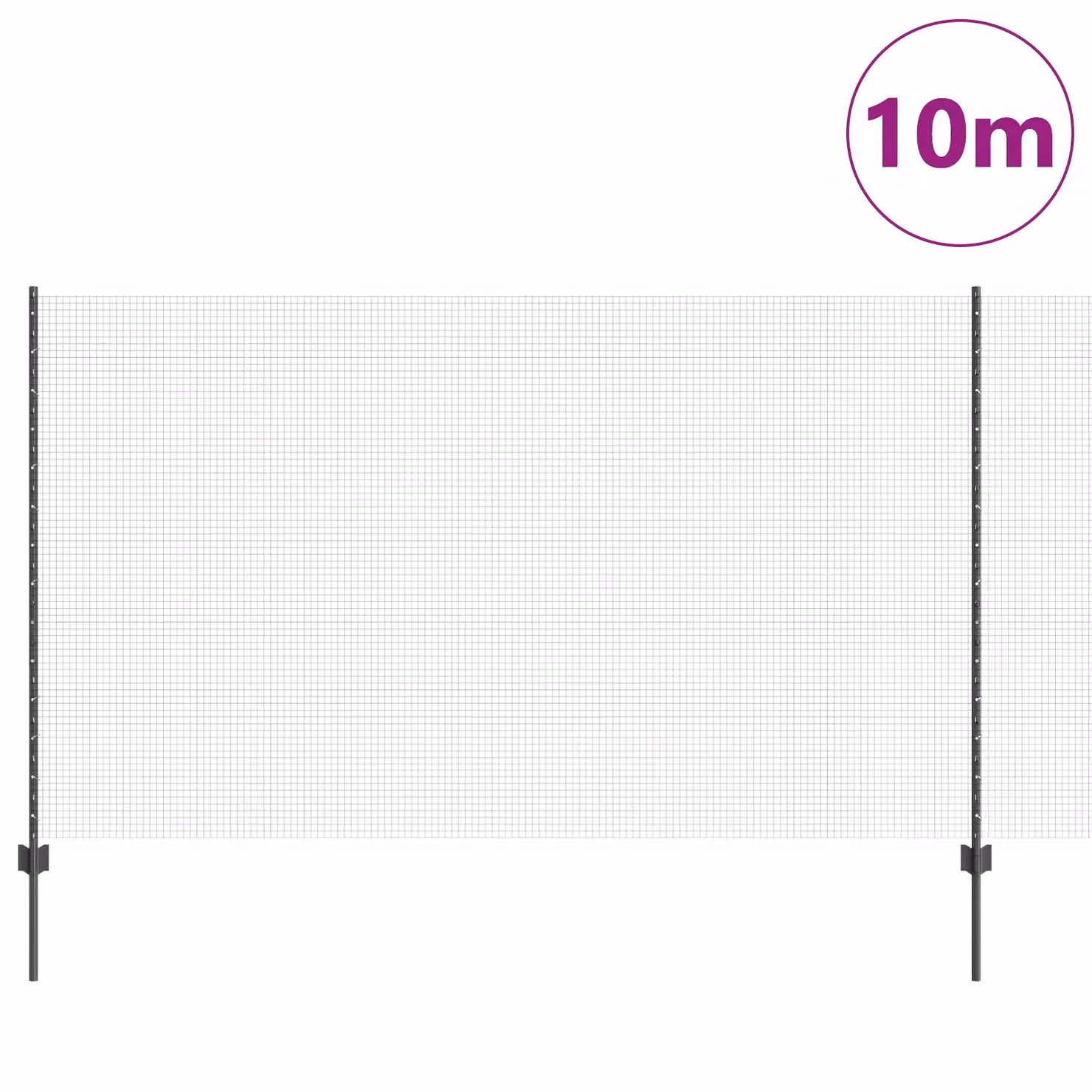 Berkfield Home Grey Steel Welded Wire Fence with 10 U-Profile Posts, W: 10 m, H: 1.4 m – 2