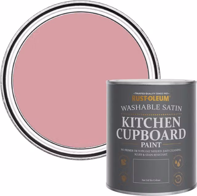 Rust-Oleum Pink Kitchen Cupboard Paint in a Satin Finish, 0.75 l – 1