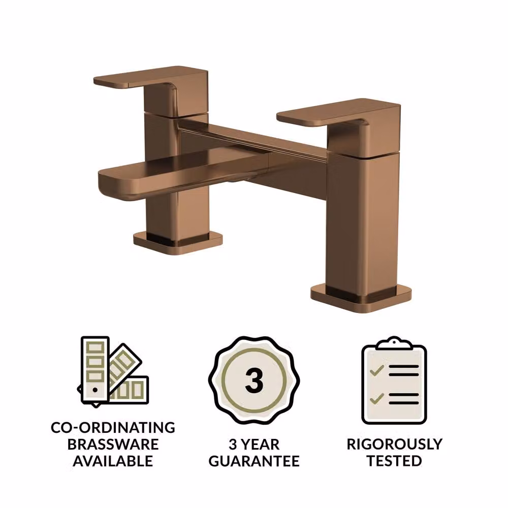 Balterley Square Deck Mounted Single Lever Bath Filler Tap in Brushed Bronze Brown – 3