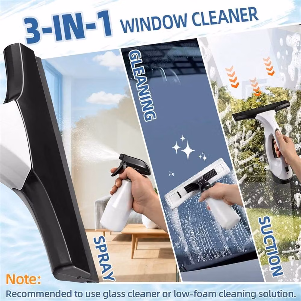 EONLION Rechargeable Window Vacuum Cleaner in White with 150ml Tank, Height: 100 cm – 3