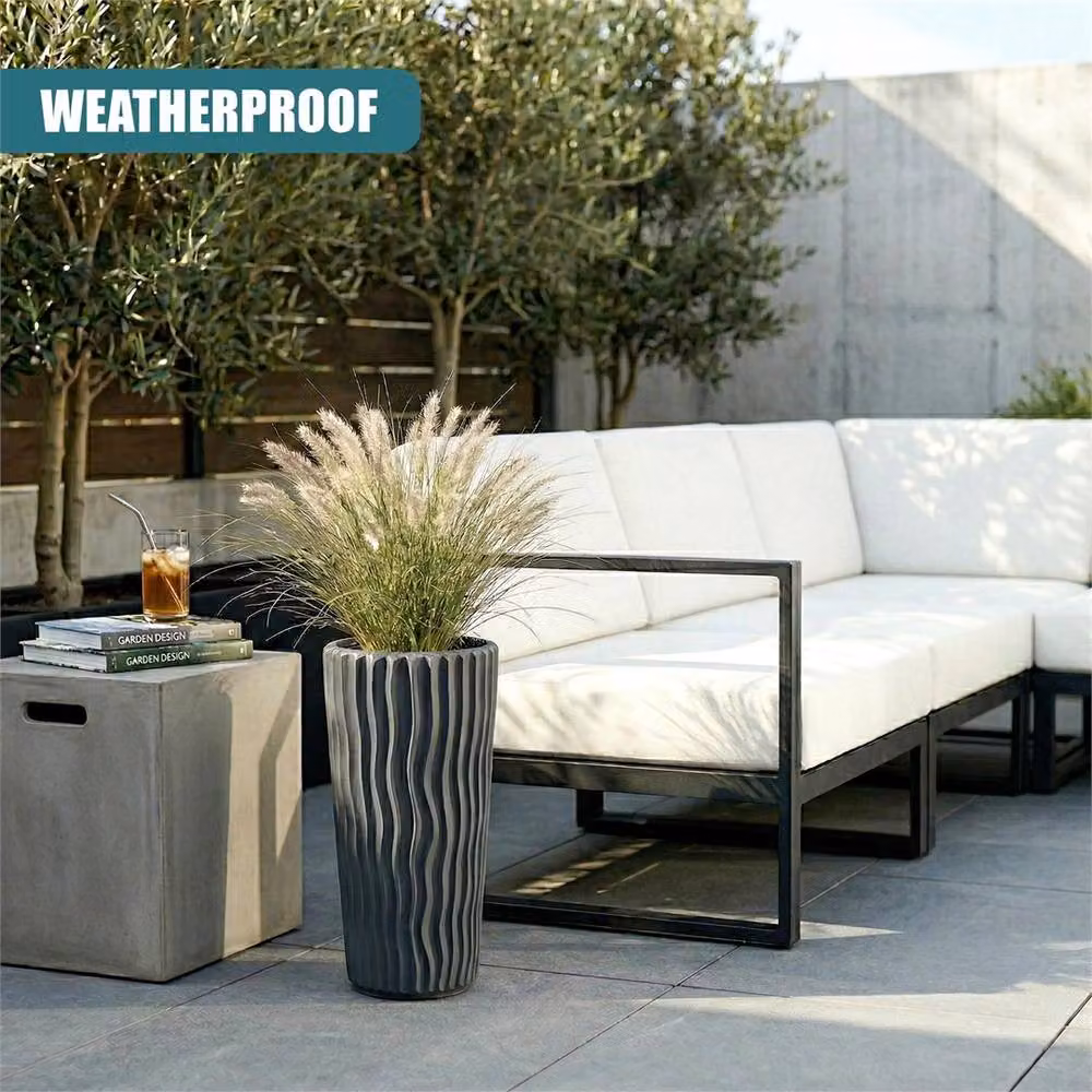 EONLION Grey Tall Plant Pots with Inserts – 3