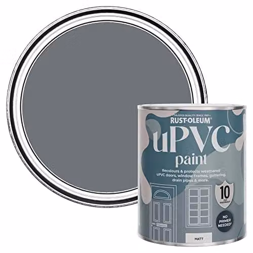 Rust-Oleum Matt Marine Grey Water-Based uPVC Door and Window Paint, 0.75 l – 1