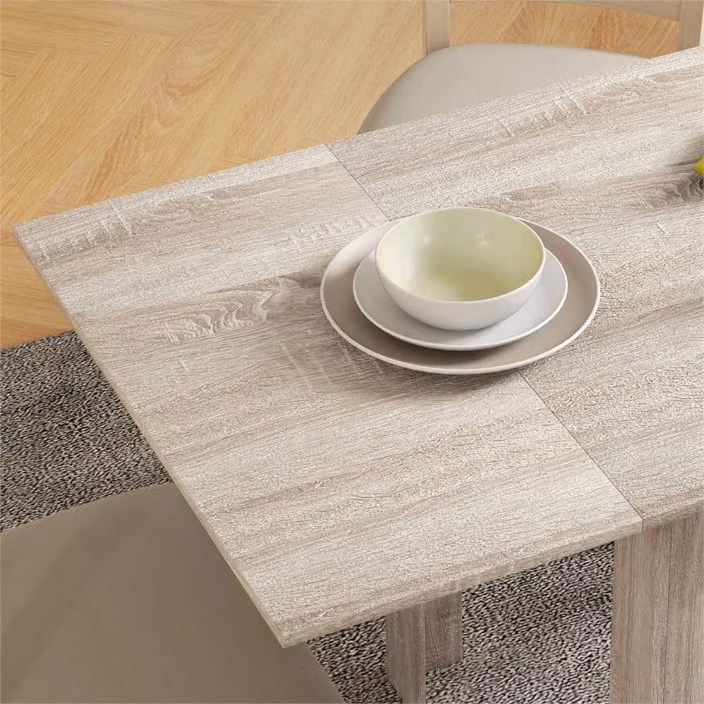 Nordara Extendable Butterfly Leaf Folding Dining Table in Beige, W/D/H: 120 x 70 x 75 cm – 2