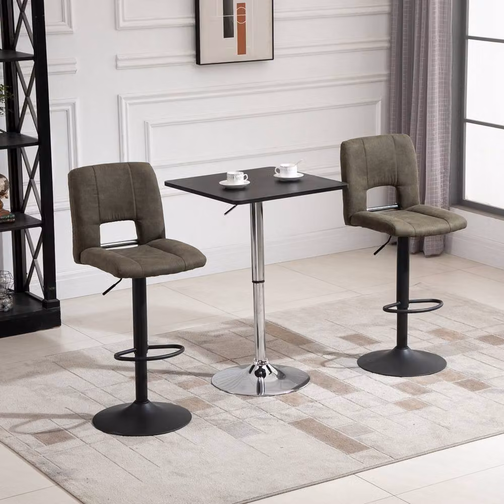 STILVORA Adjustable Height Bar Table with Black Steel Base and MDF Top – 5