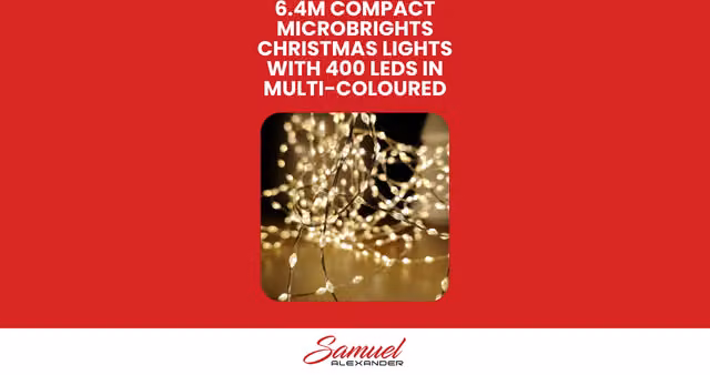 Samuel Alexander 6.4m Compact MicroBrights Christmas Lights with 400 Multi-coloured RGB LEDs and Timer
