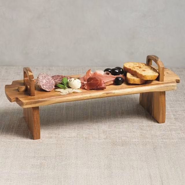 Artesa Acacia Wood Antipasti Platform Platter, Brown, W: 37 cm, D: 12 cm, H: 13 cm