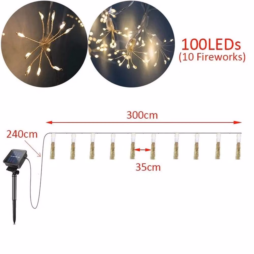 EONLION Dimmable LED Solar Powered Outdoor Fairy Lights in White, Silver or Copper, Length: 100 cm – 2
