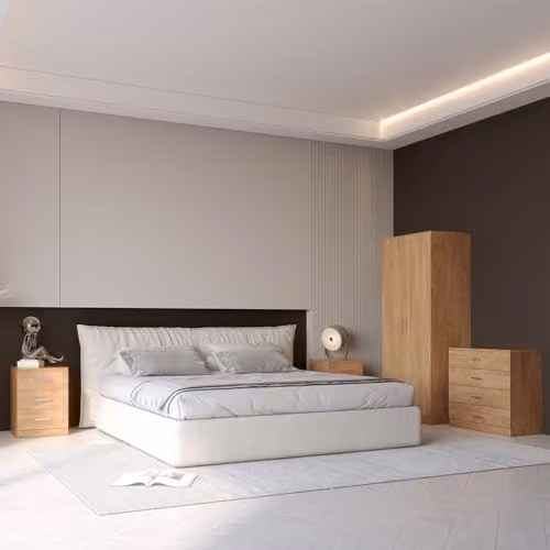 Seconique Dakota 2 Door Wardrobe Bedroom Set in Oak