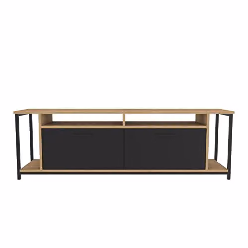 DECOROTIKA Omar Industrial TV Stand and Media Console, Black, W: 160 cm, D: 35 cm, H: 60 cm – 2