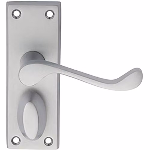 Loops Pair Victorian Scroll Handle on Privacy Backplate in Silver, W: 11.8 cm