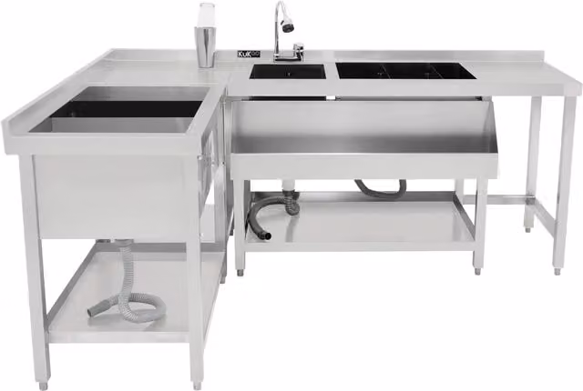 Monstershop Modular Cocktail Bar Station with Ice Well in Silver Stainless Steel