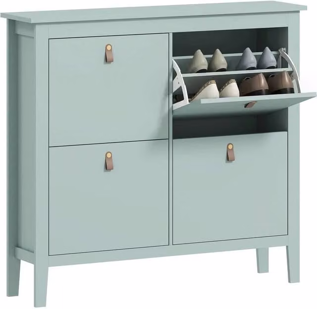 FORGEVIO Green 4-Drawer Shoe Storage Cabinet with Flip Down Drawers for Hallway, H 105.0 x W 95.5 cm