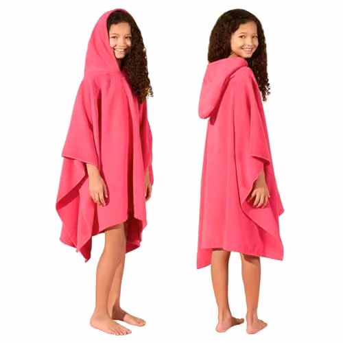OHS Pink Absorbent Quick Drying Childrens Hooded Poncho Beach Robe