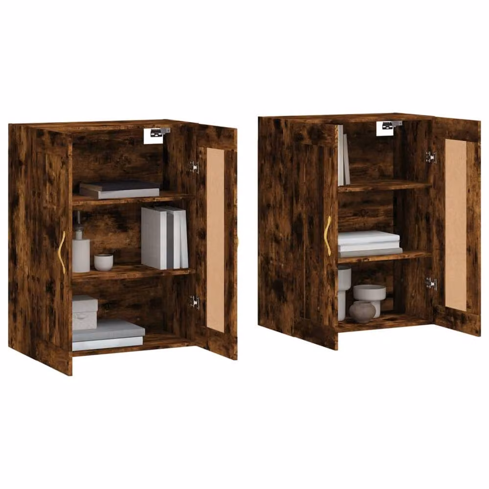 Berkfield Home Set of 2 Wall Mounted Smoked Oak Cabinets in Brown – 2