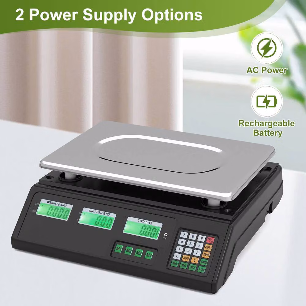 Costway Digital Commercial Food Scale with Price Computing, 40kg Capacity, Black – 8