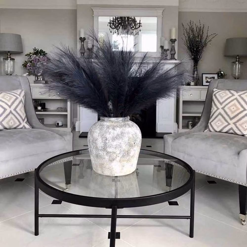 Lemon Pavilion Grey Faux Pampas Grass Artificial Plant Stem, W/D/H: 30 x 30 x 85 cm – 2