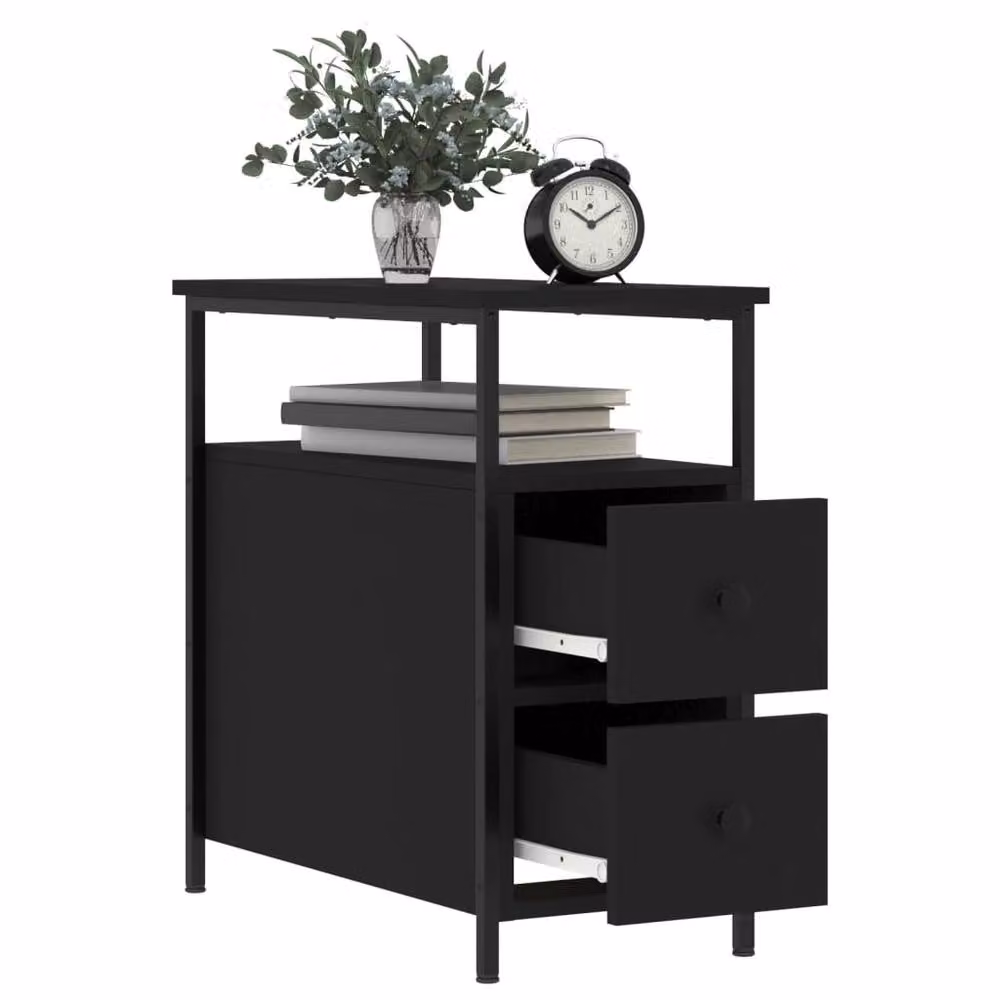 Berkfield Home Durable Black Bedside Cabinet W/D/H: 30 x 60 x 60 cm – 4