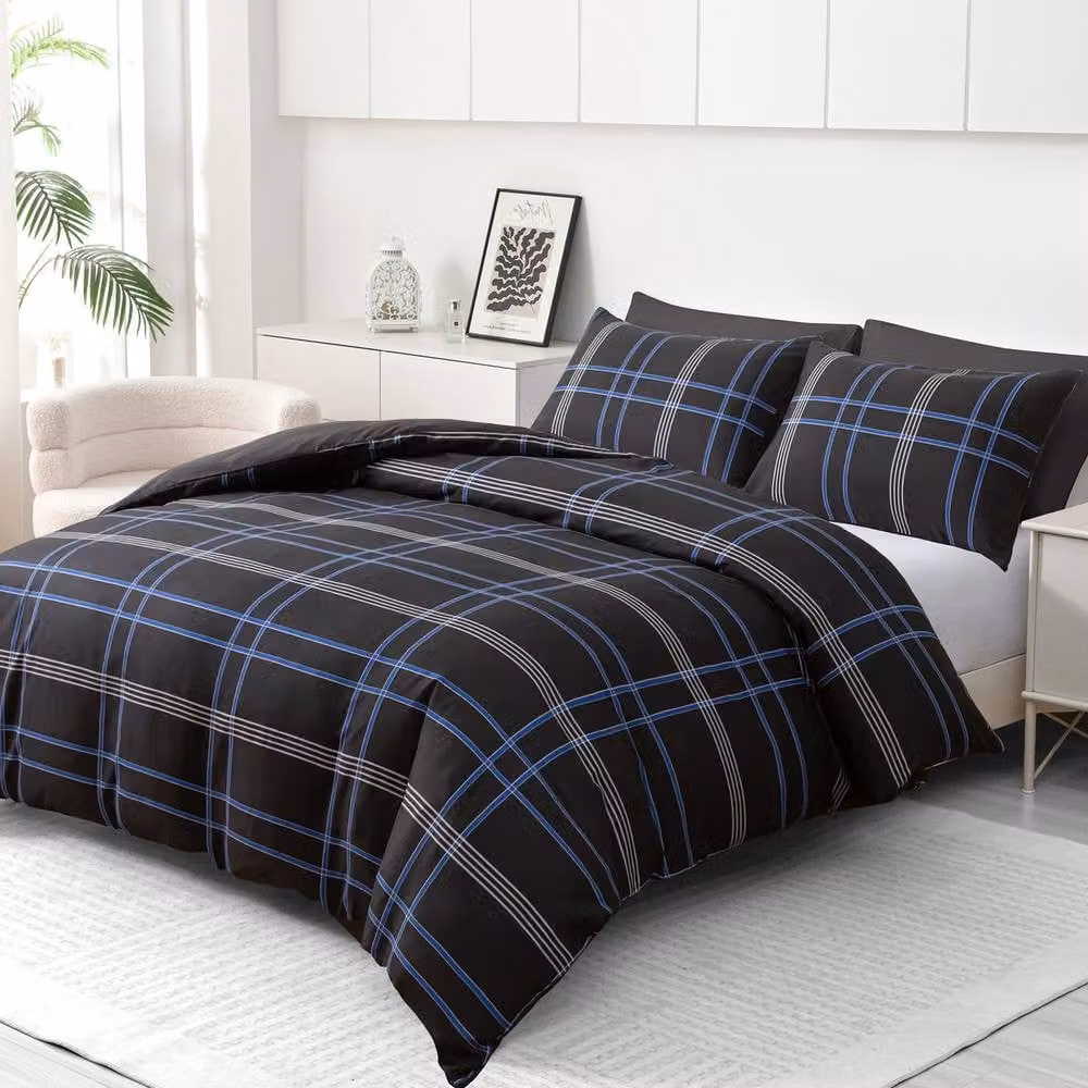 Pamposh Luxury Reversible Microfibre Duvet Cover and Pillowcase Set, Black, W: 180 cm x L: 200 cm – 3