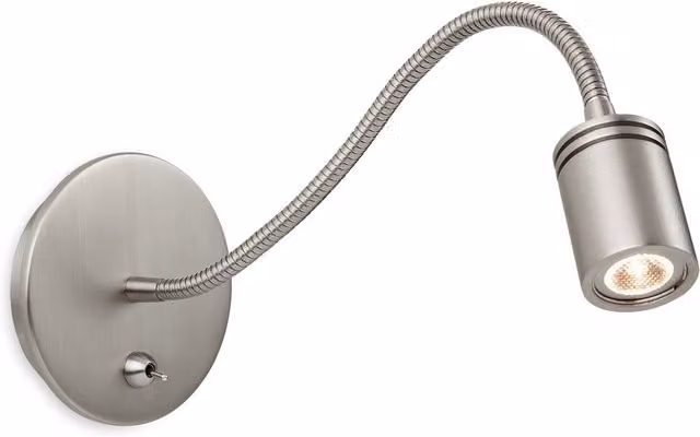 Ritz LED 1 Light Flexi Switched Indoor Wall Light in Brushed Nickel Silver/Grey