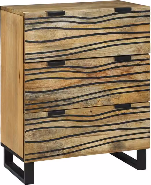 Berkfield Home Modern Geometric Sideboard in Brown Solid Mango Wood W/D/H: 60 x 33.5 x 75 cm – 1