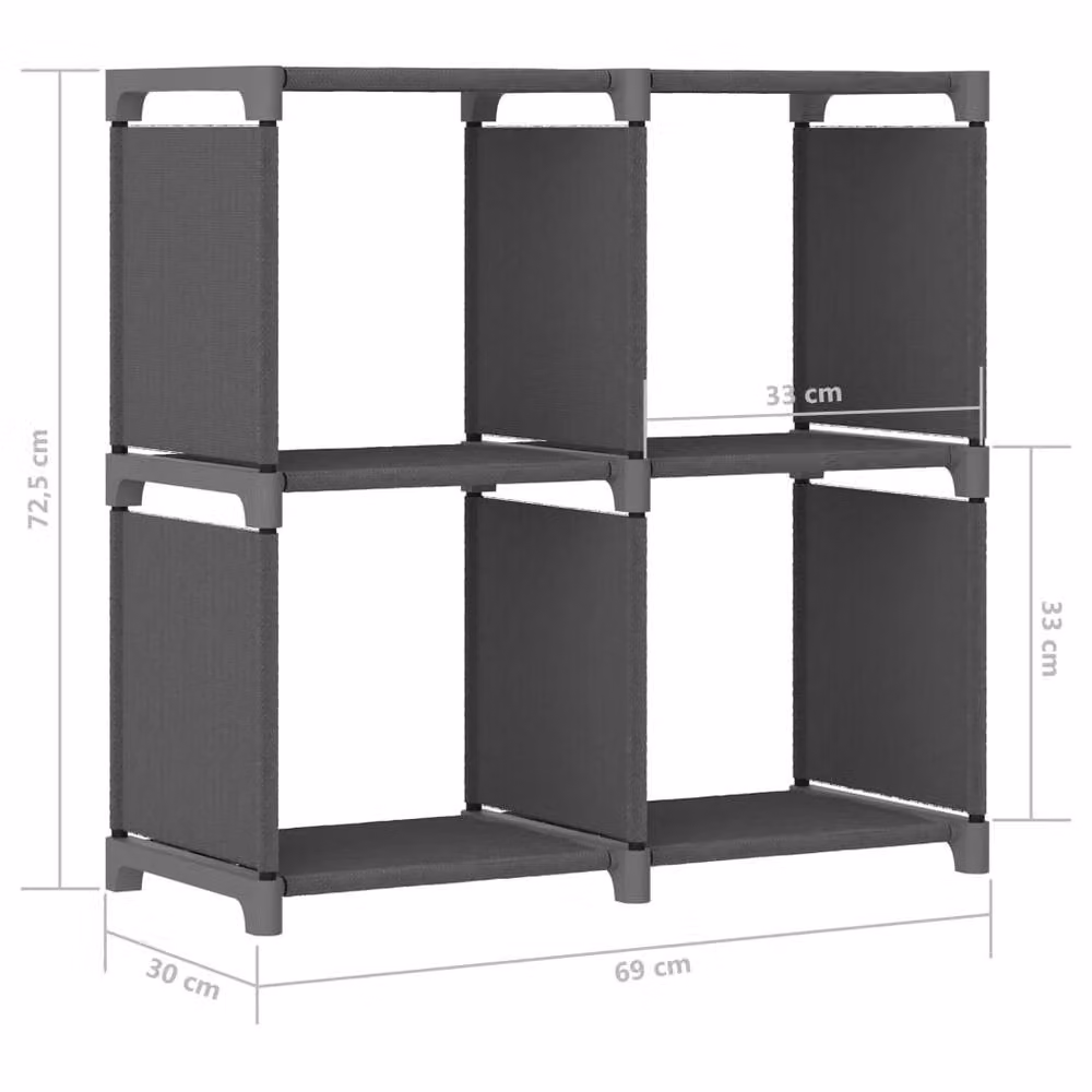 Berkfield Home Modern 4-Cube Display Shelf, Grey, W: 69 cm, D: 30 cm, H: 72.5 cm – 6
