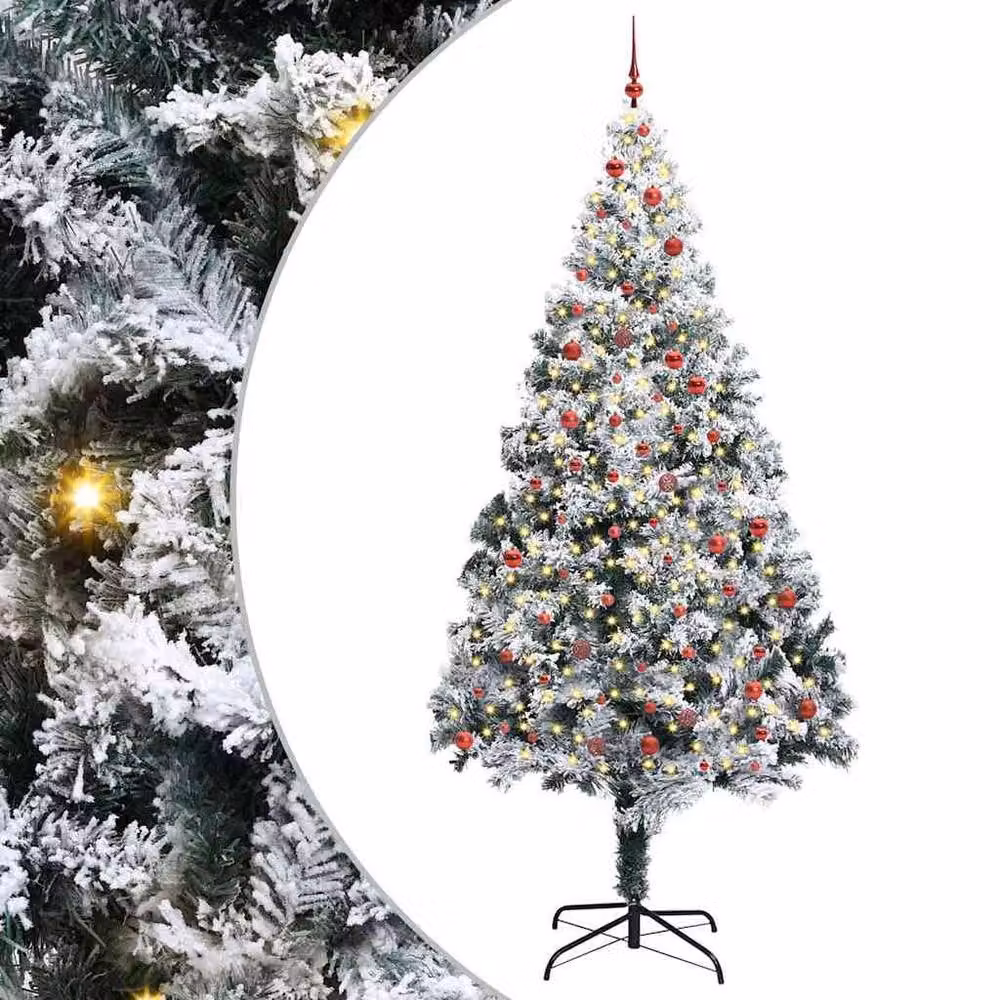 Berkfield Home White PVC Christmas Tree with 300 LEDs and Stand, Height: 300 cm – 2