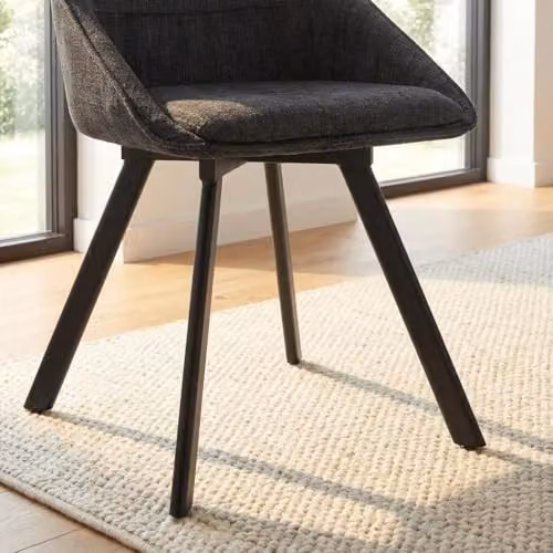 FWStyle Myla Set of 2 Black Chenille Swivel Dining Chairs with Armrests – 5