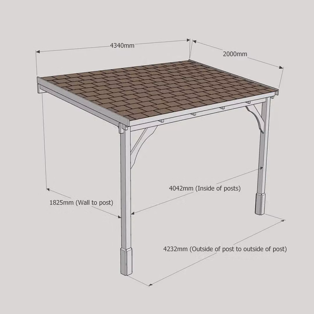 Rutland County Garden Furniture Ltd Wood 2 Post Carport with Bitumen Shingle Roof, W: 434 cm, D: 270 cm, H: 200 cm – 3
