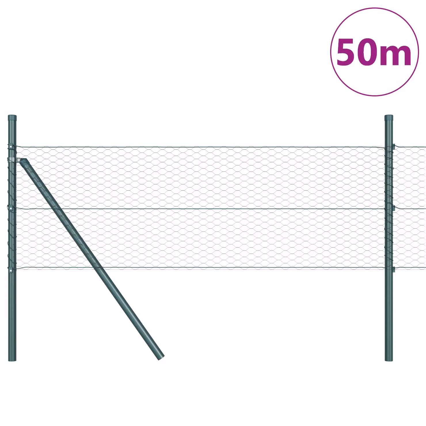 Berkfield Home Green PVC-Coated Steel Hexagon Fence, H: 80 cm, W: 50 m – 1