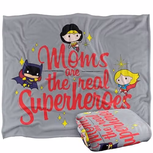Warner Bros. Justice League Mothers Day Moms Are The Real Superheroes Soft Fleece Throw Blanket, Multicolour, W x D: 152 x 127 cm – 1