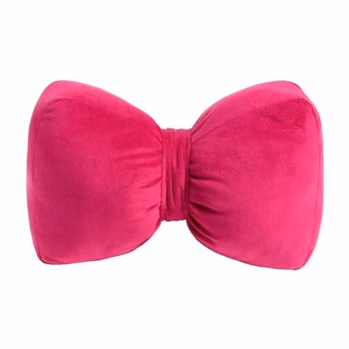 OHS Bow Shaped Weighted Door Stop in Pink Matte Velvet Fabric – 1