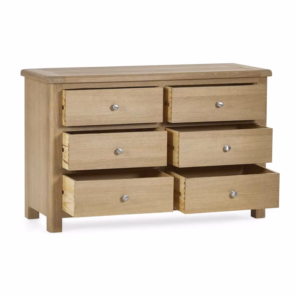 Cheshire Hudson Limed Oak 6 Drawer Wide Chest in Brown – 2