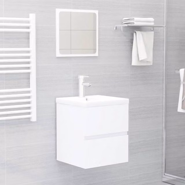 Berkfield Home White Wall Mounted Bathroom Sink Cabinet W/D/H: 41 x 38.5 x 45 cm