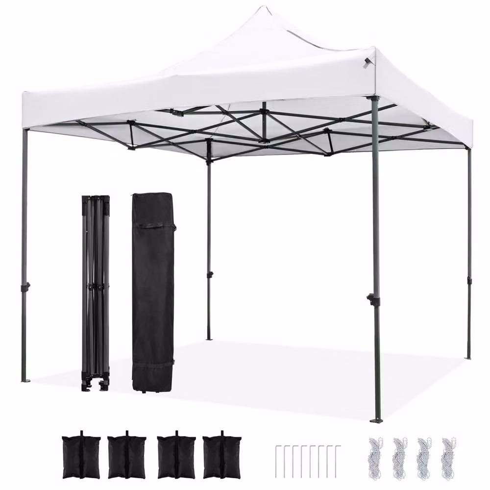 Costway Pop up Canopy Tent Gazebo Shelter in White, W/D/H: 300 x 300 x 300 cm – 2