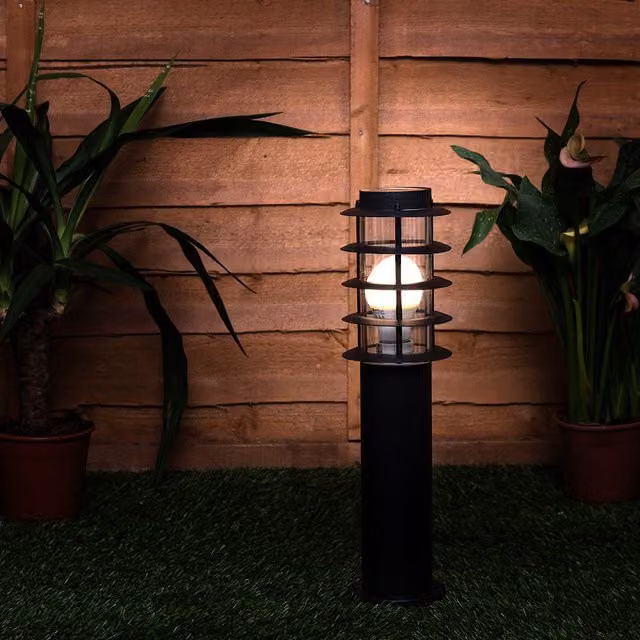 ValueLights Wharf Black Stainless Steel Outdoor Bollard Lantern Light IP44 Rated – 1