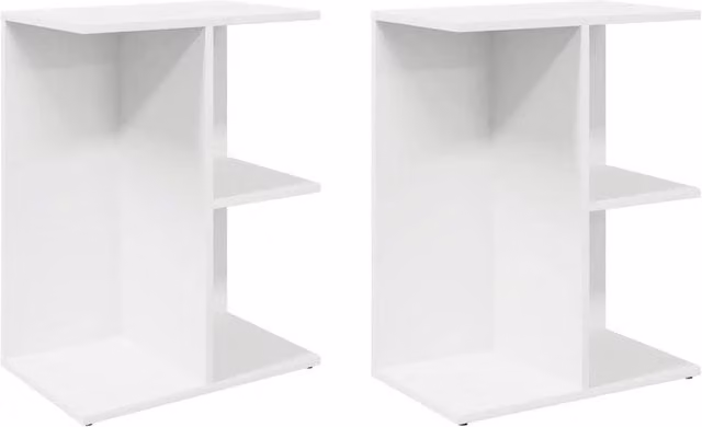 Berkfield Home Set of 2 White Bedside Tables, W/D/H: 46.5 x 29 x 61 cm