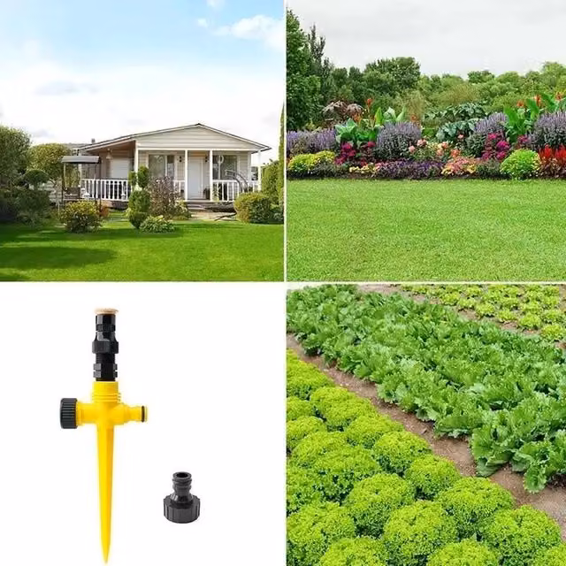 NESTLUNE 8 Pack 360 Degree Automatic In-Ground Circular Garden Lawn Water Sprinklers in Yellow