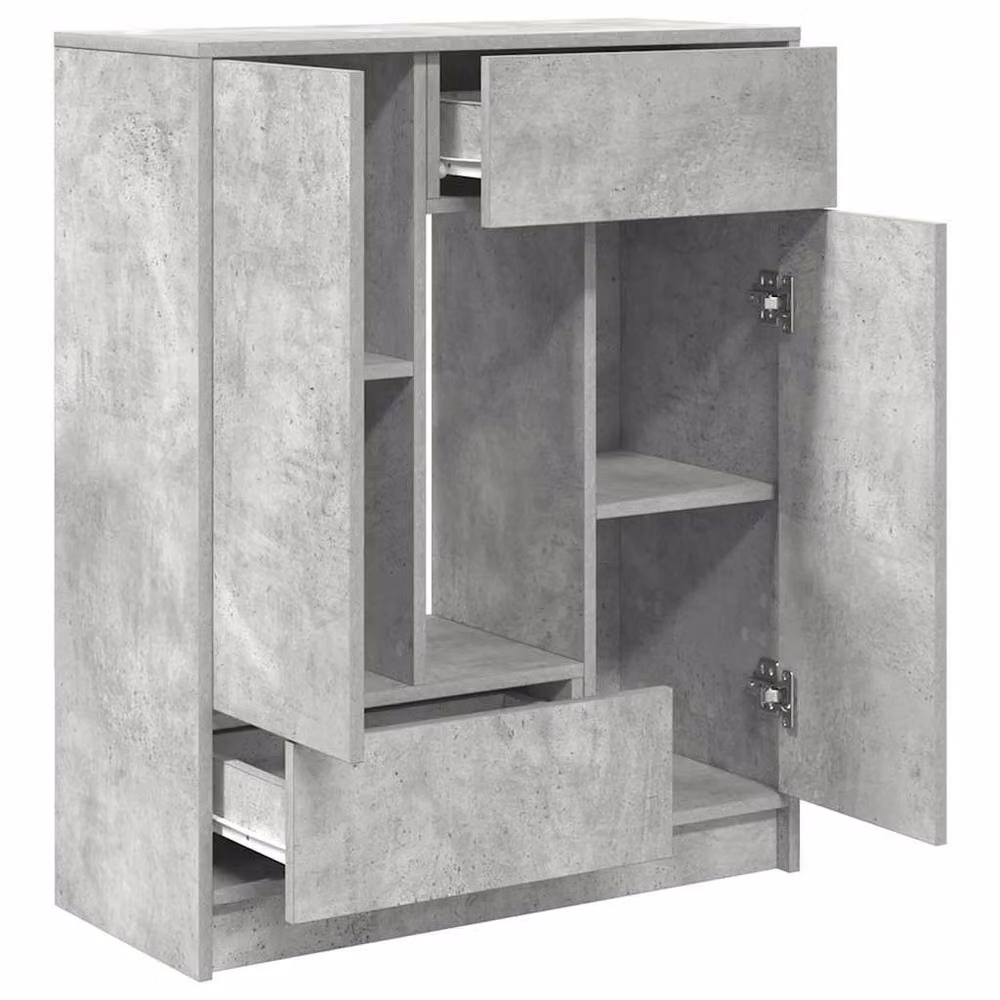 Berkfield Home Modern Sideboard with Drawers and Doors in Concrete Grey, W/D/H: 73 x 31 x 90 cm – 2