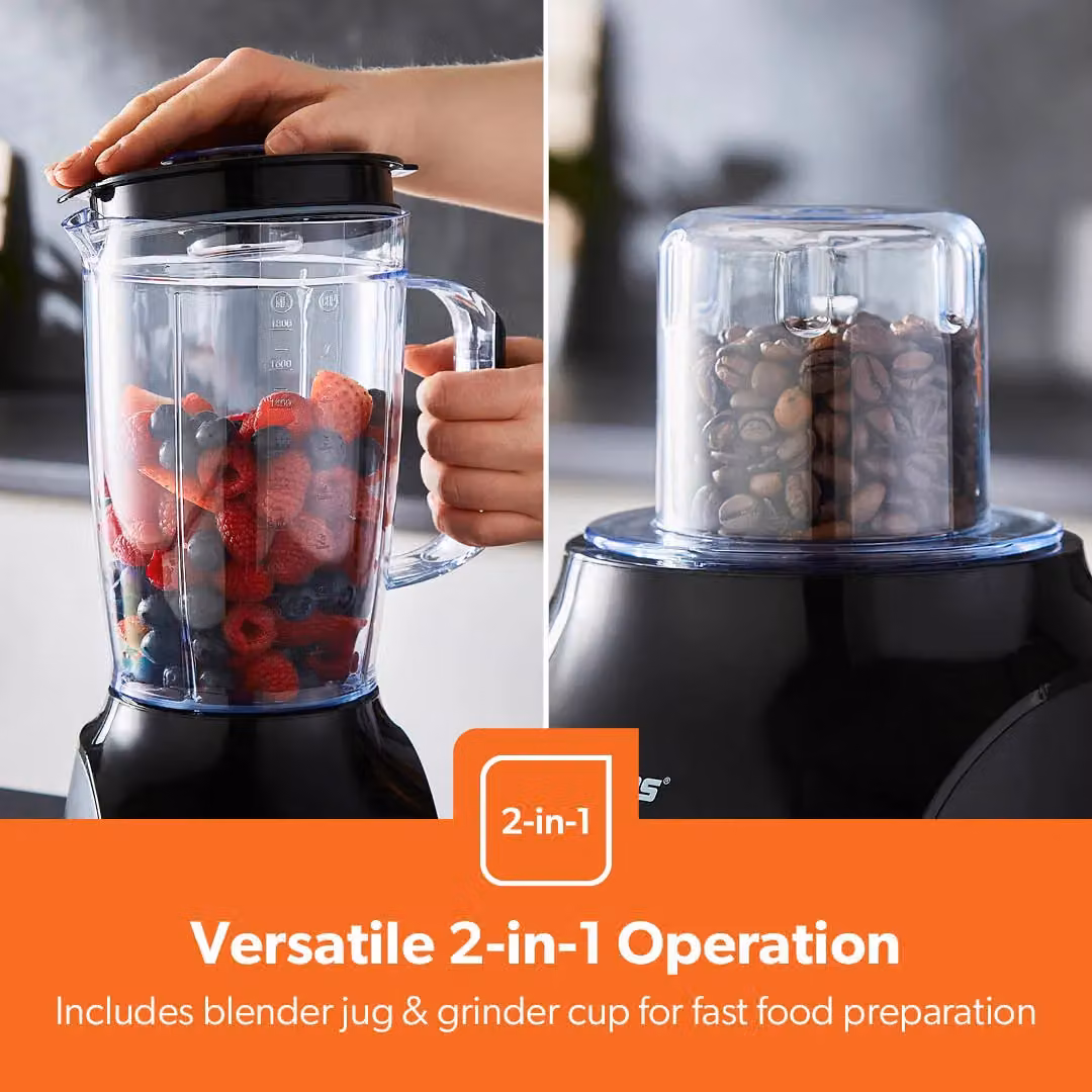 Geepas 600W Multifunctional Blender with 1.8L Jar and Spice Grinder in Black – 4