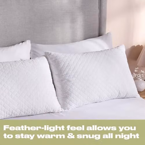 OHS 2 Pack White Hollowfibre Hotel Quality Pillows with Medium Support, W x H: 45 x 75 cm – 2