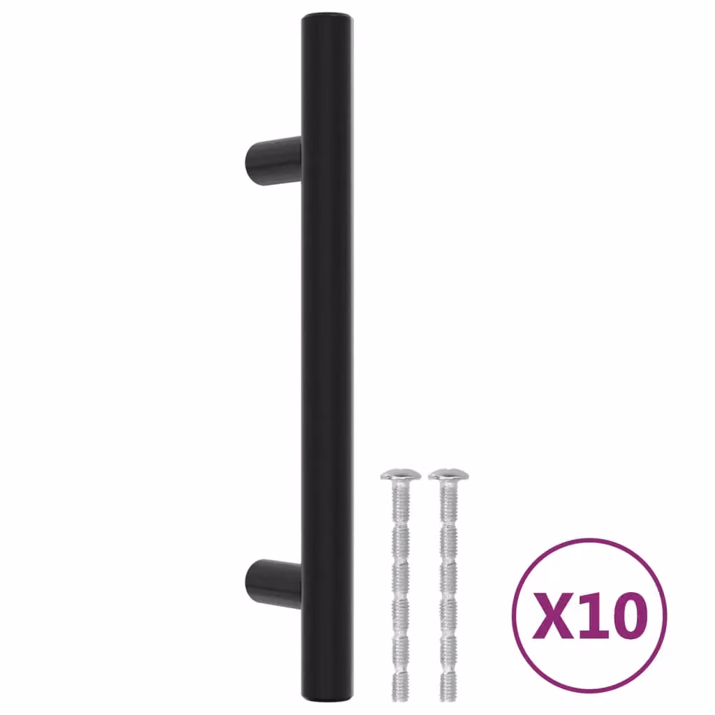 Berkfield Home 10 pack of matt black stainless steel bar cabinet handles, 96 mm – 2