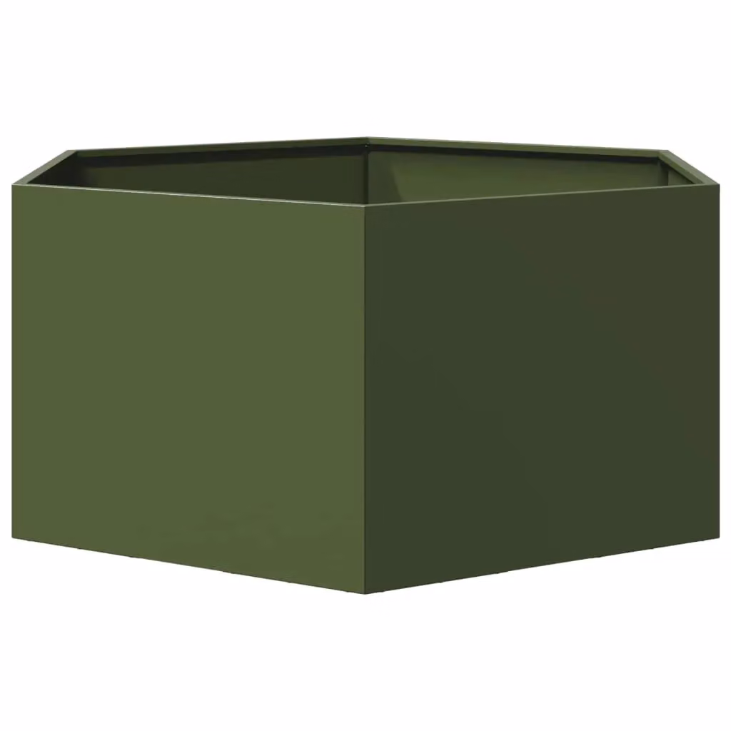 Berkfield Home Steel Hexagon Garden Planter, Green, W: 104 cm, D: 90 cm, H: 45 cm – 4