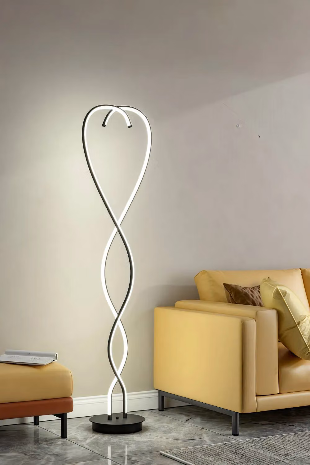 Living and Home Swirling RGB LED Floor Lamp in Black and Multicolour – 2