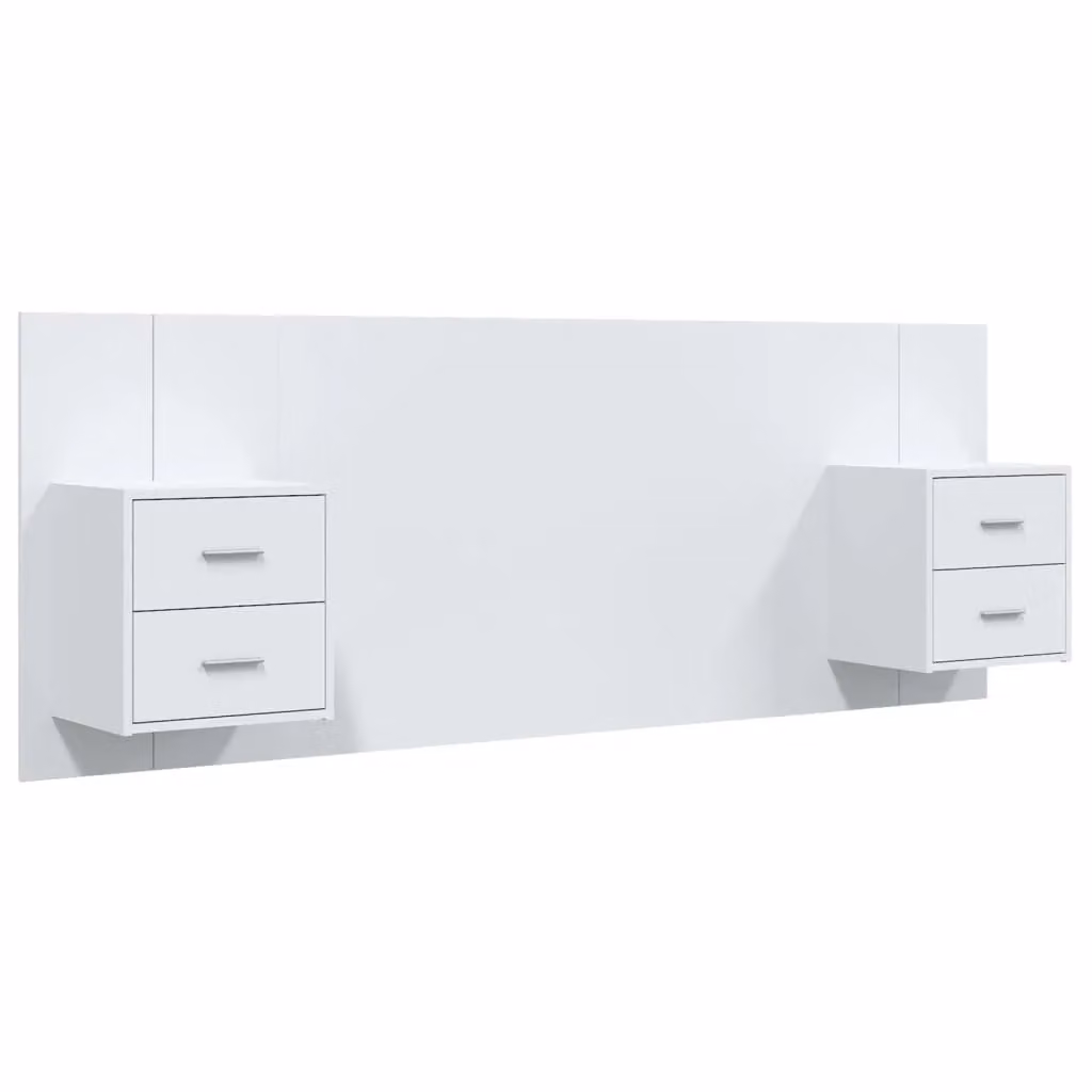 Berkfield Home White Engineered Wood Bed Headboard with Integrated Nightstands and Side Compartments – 2