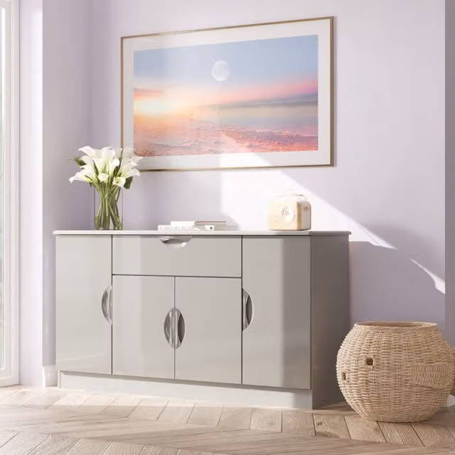 2 U Holborn Ready Assembled 4 Door 1 Drawer Wide Unit in Mid Grey