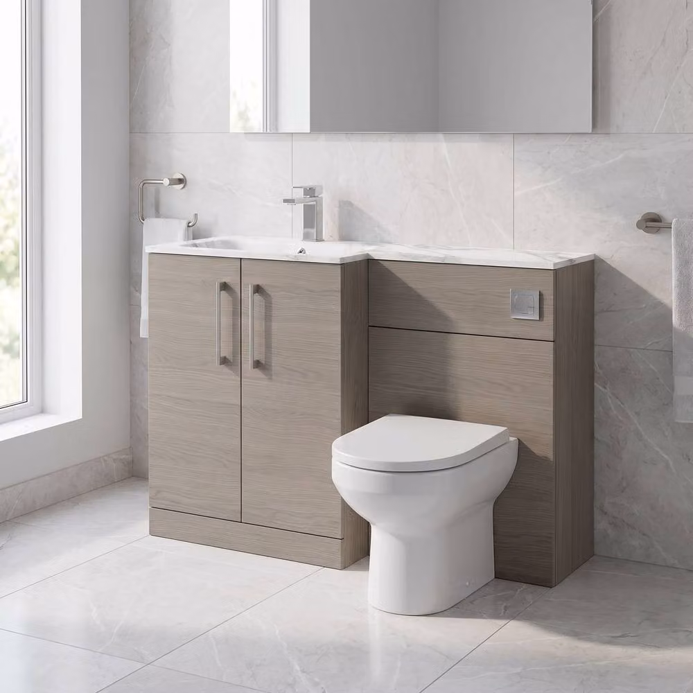 Balterley Bramshall 2 Door Left-Hand Combination Unit in Stone and Brown – 2