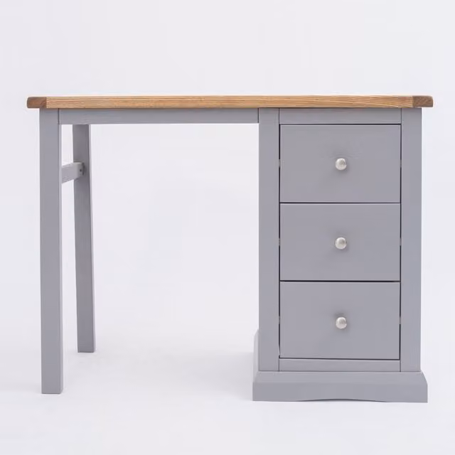 Cabinet Bits Rocca 3 Drawer Dressing Table in Grey Ash Wood with Chrome Knobs