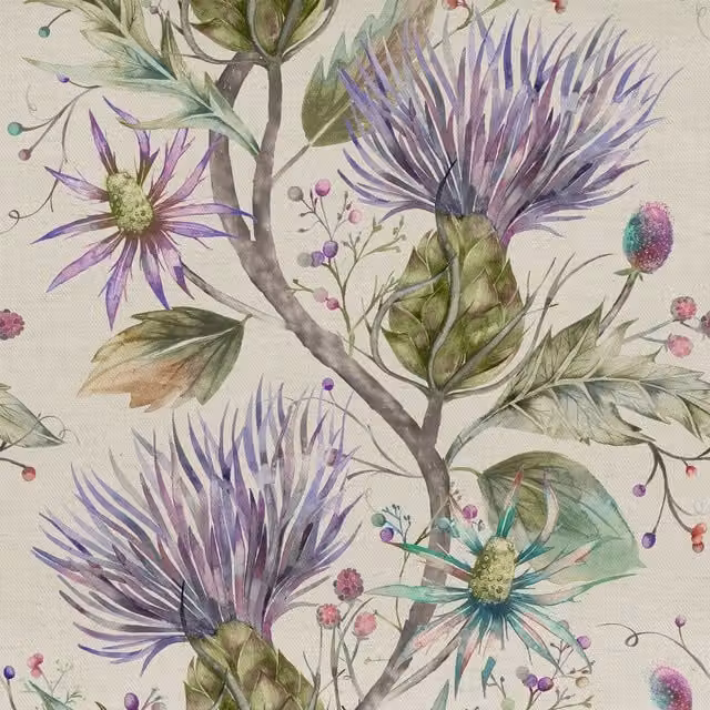 Voyage Maison Varys Printed Cotton Fabric in Purple and Multicolour