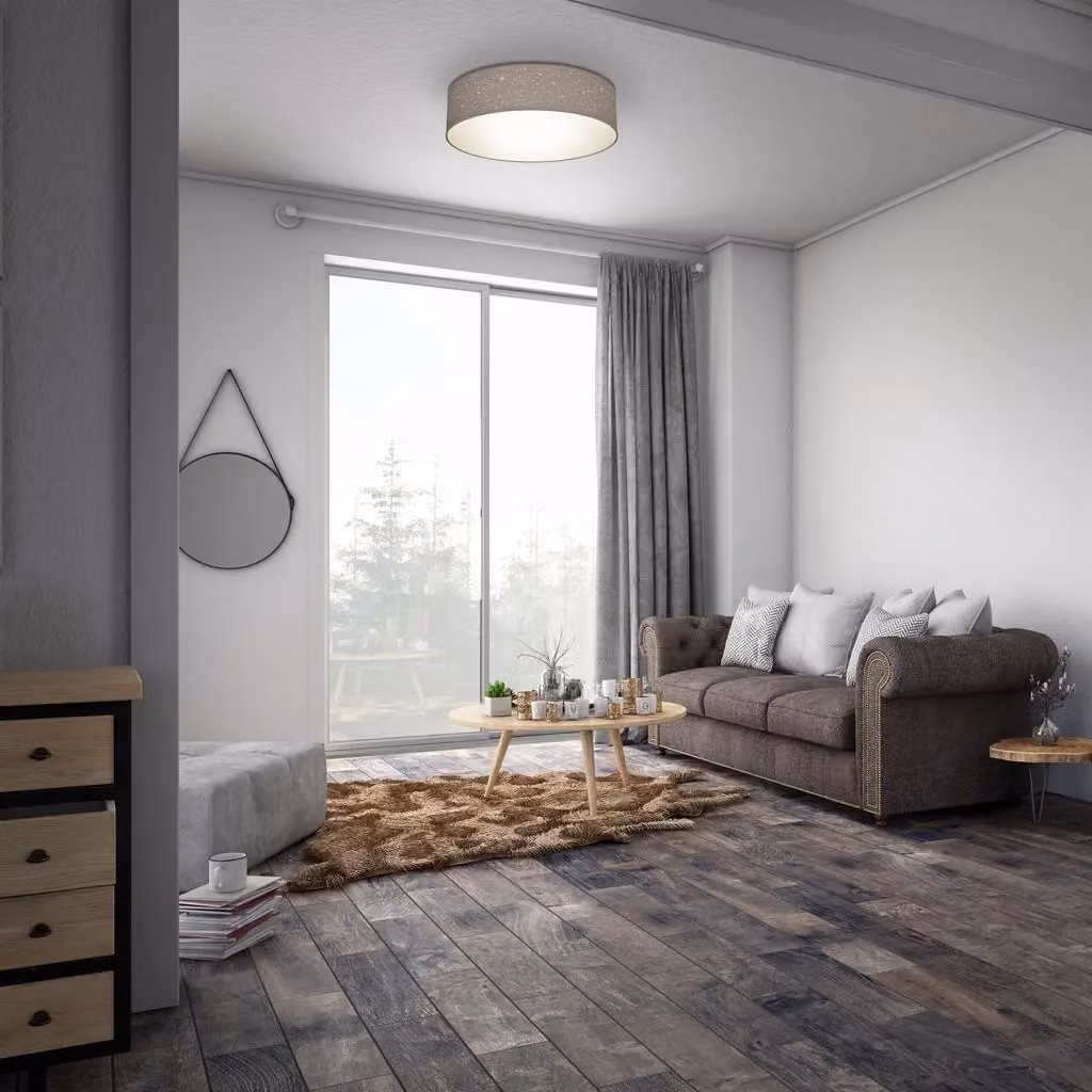 B.K.Licht Modern Fabric Ceiling Light with Star Effect in Beige, W/D/H: 38 x 38 x 10 cm – 2