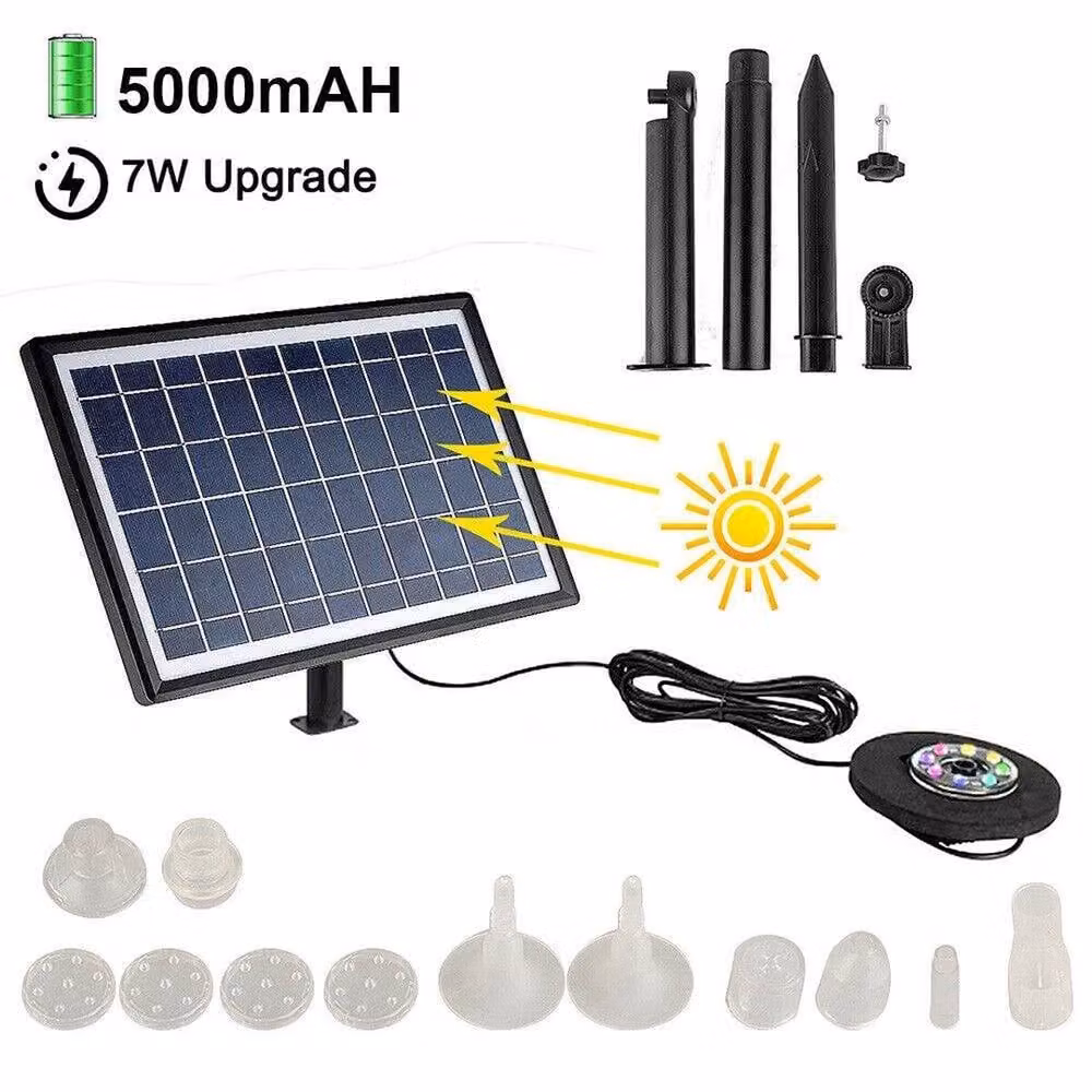 NESTLUNE 7W 8LED Solar Powered Water Feature Fountain Pump in Black – 3